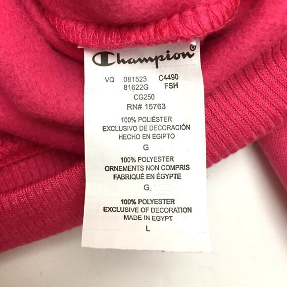 Champion Women's Pink Logo Sweatshirt Pullover Crew Neck size Large - Picture 6 of 9